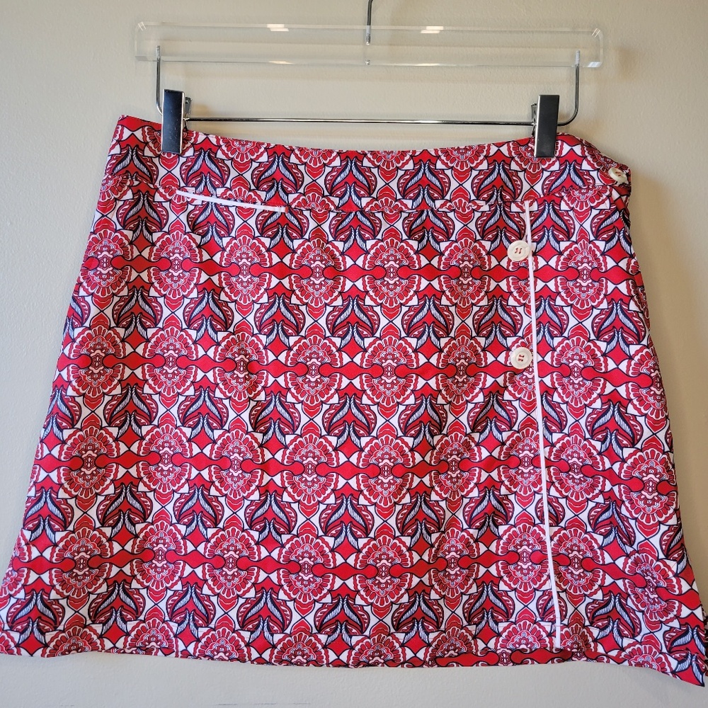 Sport Haley Golf Tennis Athletic Skort Women's Sz 8 Red Navy Poly Blend Zipper